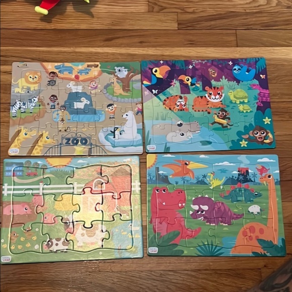 Vibrant chuckle & roar Cartoon Jigsaw Puzzle Set with Large Pieces 4 pack